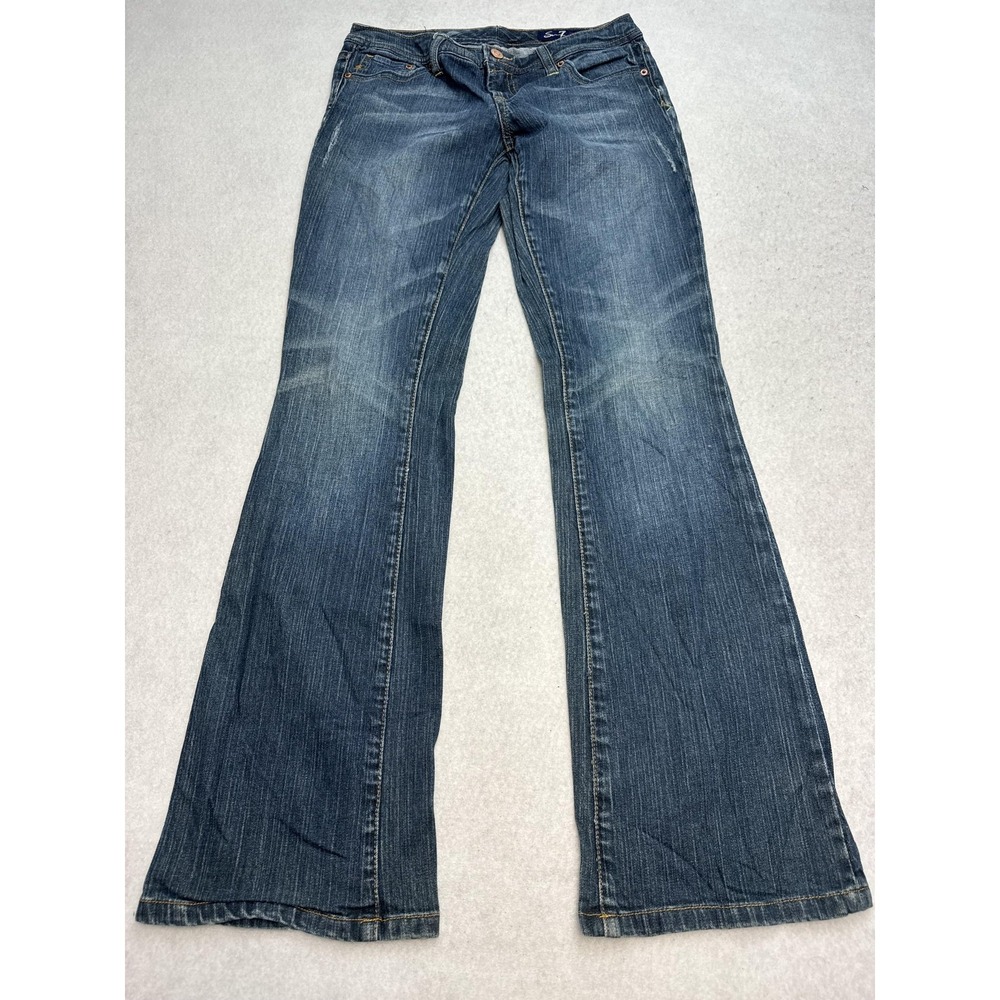 Seven7 Jeans Womens 30 Blue Medium Wash Bootcut Stretch Embroidered Denim